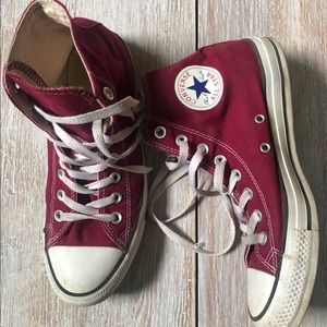 Maroon high top converse